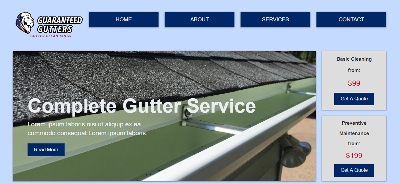 guaranteed gutters home page